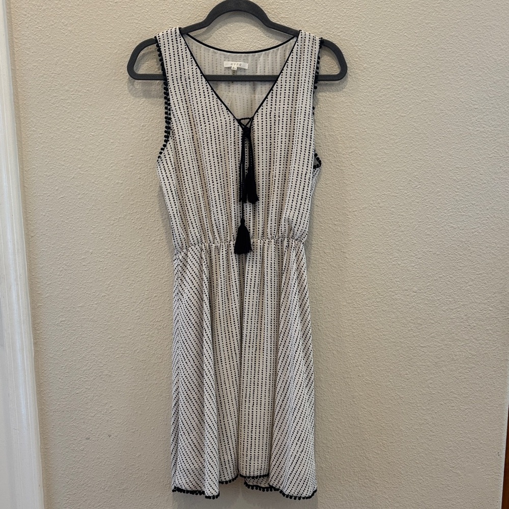 Elegant Black and White Striped Midi Dress